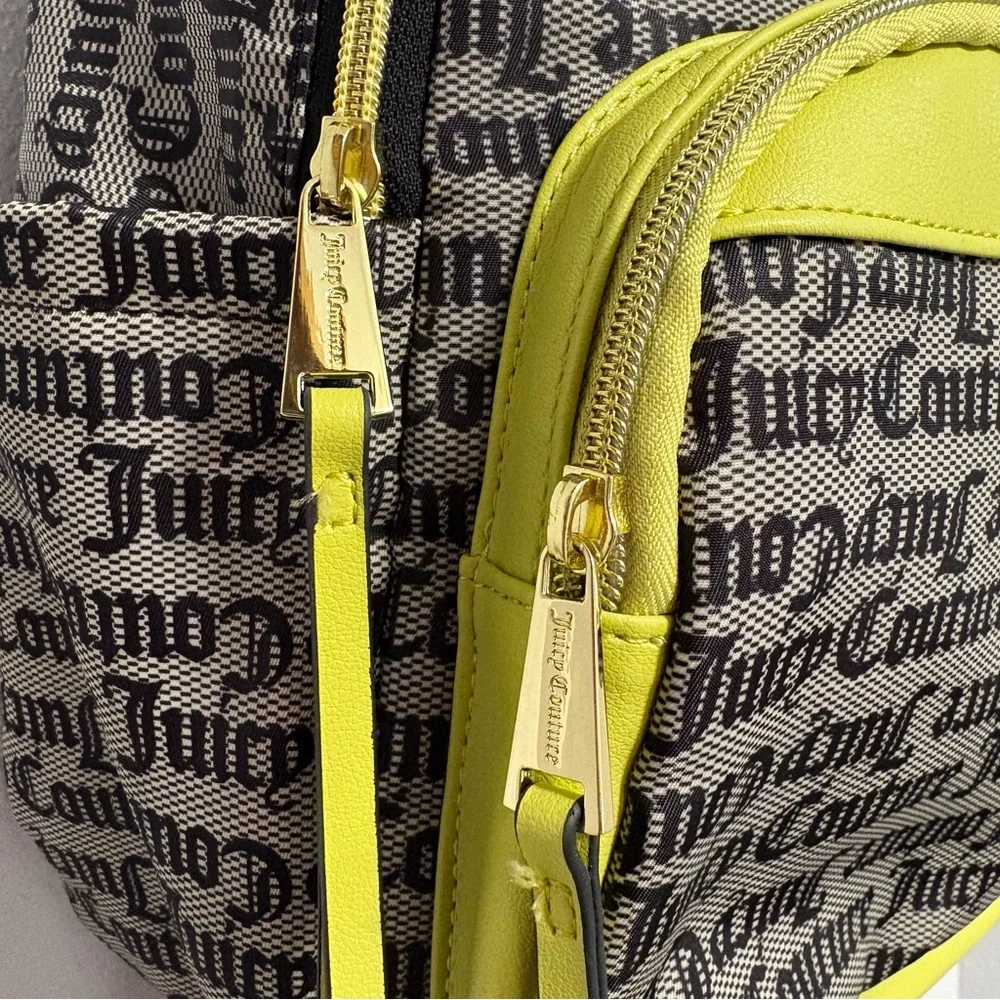 Juicy Couture Neon Yellow-Trim Logo Mini Backpack